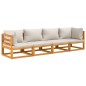 vidaXL Set muebles de jardín 4 pzas madera maciza y cojines gris claro vidaXL Set muebles de jardín 4 pzas madera maciza y cojines gris claro