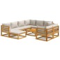vidaXL Set muebles jardín 10 pzas madera maciza y cojines gris claro vidaXL Set muebles jardín 10 pzas madera maciza y cojines gris claro