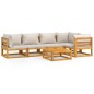 vidaXL Set muebles de jardín 6 pzas madera maciza y cojines gris claro vidaXL Set muebles de jardín 6 pzas madera maciza y cojines gris claro
