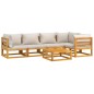 vidaXL Set muebles de jardín 6 pzas madera maciza y cojines gris claro vidaXL Set muebles de jardín 6 pzas madera maciza y cojines gris claro