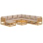 vidaXL Set muebles de jardín 9 pzas madera maciza y cojines gris taupé