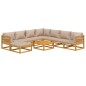 vidaXL Set muebles de jardín 9 pzas madera maciza y cojines gris taupé