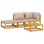 vidaXL Set muebles de jardín 4 pzas madera maciza y cojines gris taupé vidaXL Set muebles de jardín 4 pzas madera maciza y cojines gris taupé