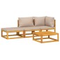 vidaXL Set muebles de jardín 4 pzas madera maciza y cojines gris taupé vidaXL Set muebles de jardín 4 pzas madera maciza y cojines gris taupé