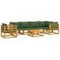 vidaXL Juego muebles de jardín 7 piezas madera maciza y cojines verdes vidaXL Juego muebles de jardín 7 piezas madera maciza y cojines verdes
