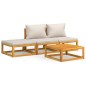 vidaXL Set muebles de jardín 4 pzas madera maciza y cojines gris claro vidaXL Set muebles de jardín 4 pzas madera maciza y cojines gris claro