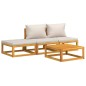 vidaXL Set muebles de jardín 4 pzas madera maciza y cojines gris claro vidaXL Set muebles de jardín 4 pzas madera maciza y cojines gris claro
