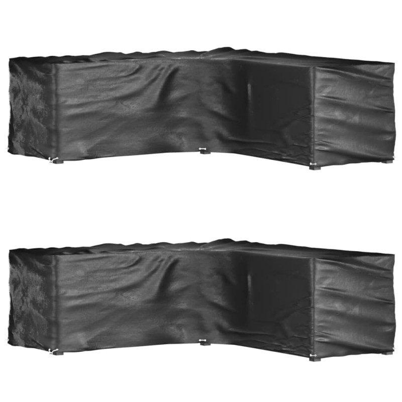 vidaXL Fundas muebles jardín forma de L 2 uds 16 ojales 285x285x90 cm