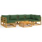 vidaXL Juego muebles de jardín 7 piezas madera maciza y cojines verdes vidaXL Juego muebles de jardín 7 piezas madera maciza y cojines verdes