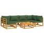vidaXL Juego muebles de jardín 7 piezas madera maciza y cojines verdes vidaXL Juego muebles de jardín 7 piezas madera maciza y cojines verdes