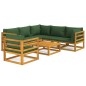 vidaXL Juego muebles de jardín 7 piezas madera maciza y cojines verdes vidaXL Juego muebles de jardín 7 piezas madera maciza y cojines verdes