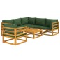 vidaXL Juego muebles de jardín 7 piezas madera maciza y cojines verdes vidaXL Juego muebles de jardín 7 piezas madera maciza y cojines verdes