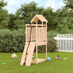 vidaXL Casa de juegos con rocódromo madera maciza pino