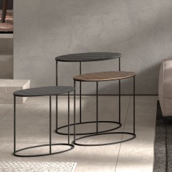  Rousseau Juego de mesas auxiliares 3 piezas Tanto metal negro y dorado