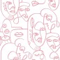 Noordwand Papel pintado Friends&Coffee Line Art Faces blanco y rosa Noordwand Papel pintado Friends&Coffee Line Art Faces blanco y rosa