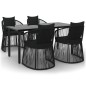 vidaXL Juego de comedor de jardín 5 piezas con cojines ratán PVC negro