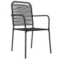vidaXL Juego de comedor jardín 7 pzas acero y cuerda de algodón negro