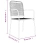 vidaXL Juego de comedor jardín 7 pzas acero y cuerda de algodón negro