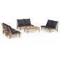 vidaXL Set de muebles de jardín 5 piezas bambú con cojines gris oscuro