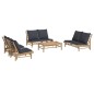 vidaXL Set de muebles de jardín 5 piezas bambú con cojines gris oscuro