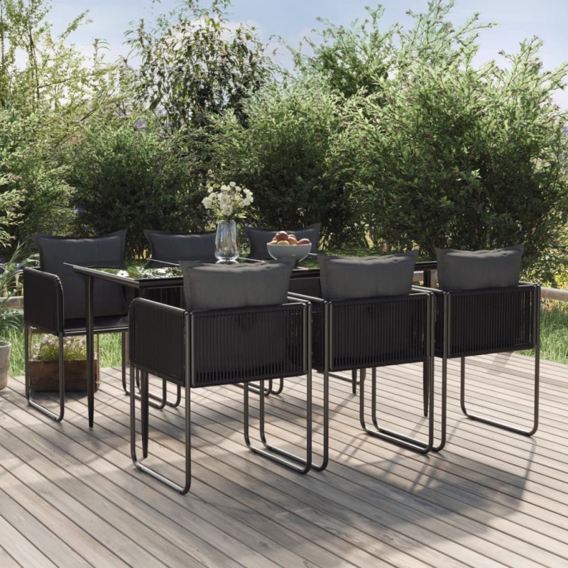 vidaXL Juego de comedor para jardín 7 piezas negro vidaXL Juego de comedor para jardín 7 piezas negro