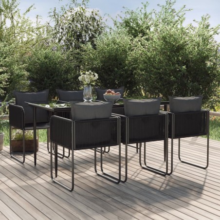 vidaXL Juego de comedor para jardín 7 piezas negro 