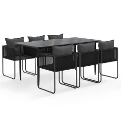 vidaXL Juego de comedor para jardín 7 piezas negro 