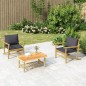 vidaXL Set de muebles de jardín 3 piezas bambú con cojines gris oscuro vidaXL Set de muebles de jardín 3 piezas bambú con cojines gris oscuro