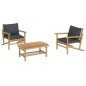 vidaXL Set de muebles de jardín 3 piezas bambú con cojines gris oscuro vidaXL Set de muebles de jardín 3 piezas bambú con cojines gris oscuro