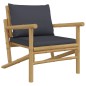 vidaXL Set de muebles de jardín 3 piezas bambú con cojines gris oscuro vidaXL Set de muebles de jardín 3 piezas bambú con cojines gris oscuro