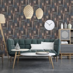 DUTCH WALLCOVERINGS Papel pintado Wood azul y marrón
