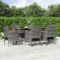 vidaXL Juego de comedor de jardín 7 piezas con cojines gris y negro vidaXL Juego de comedor de jardín 7 piezas con cojines gris y negro