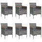 vidaXL Juego de comedor de jardín 7 piezas con cojines gris y negro vidaXL Juego de comedor de jardín 7 piezas con cojines gris y negro