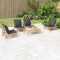 vidaXL Set de muebles de jardín 5 piezas bambú con cojines gris oscuro vidaXL Set de muebles de jardín 5 piezas bambú con cojines gris oscuro