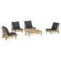 vidaXL Set de muebles de jardín 5 piezas bambú con cojines gris oscuro vidaXL Set de muebles de jardín 5 piezas bambú con cojines gris oscuro