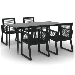 vidaXL Juego de comedor de jardín 5 piezas ratán PVC negro