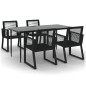 vidaXL Juego de comedor de jardín 5 piezas ratán PVC negro