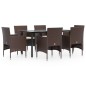vidaXL Juego de comedor de jardín 7 piezas con cojines marrón y negro vidaXL Juego de comedor de jardín 7 piezas con cojines marrón y negro