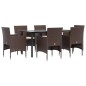 vidaXL Juego de comedor de jardín 7 piezas con cojines marrón y negro vidaXL Juego de comedor de jardín 7 piezas con cojines marrón y negro
