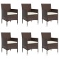 vidaXL Juego de comedor de jardín 7 piezas con cojines marrón y negro vidaXL Juego de comedor de jardín 7 piezas con cojines marrón y negro