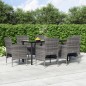 vidaXL Juego de comedor de jardín 7 piezas con cojines gris y negro