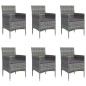 vidaXL Juego de comedor de jardín 7 piezas con cojines gris y negro
