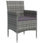 vidaXL Juego de comedor de jardín 7 piezas con cojines gris y negro
