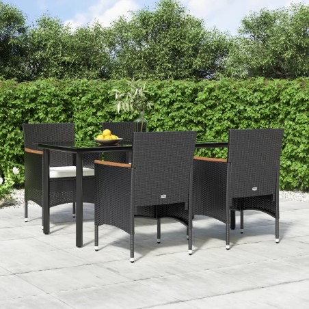 vidaXL Juego de comedor de jardín 5 piezas con cojines negro