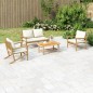 vidaXL Set de muebles de jardín 4 piezas bambú y cojines blanco crema vidaXL Set de muebles de jardín 4 piezas bambú y cojines blanco crema