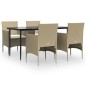 vidaXL Juego de comedor de jardín 5 piezas con cojines beige y negro vidaXL Juego de comedor de jardín 5 piezas con cojines beige y negro