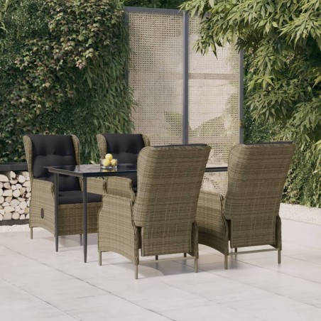 vidaXL Juego de comedor de jardín 5 piezas ratán sintético marrón