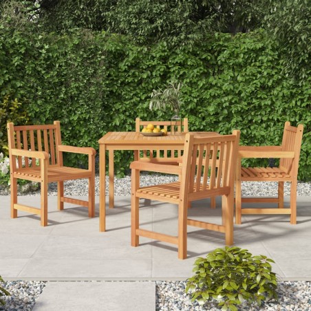 vidaXL Juego de comedor para jardín 5 piezas madera maciza de teca