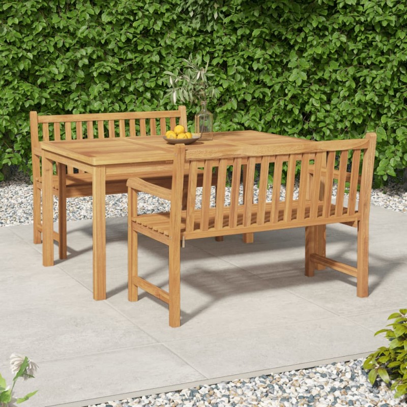 vidaXL Juego de comedor para jardín 3 pzas madera maciza de teca vidaXL Juego de comedor para jardín 3 pzas madera maciza de teca