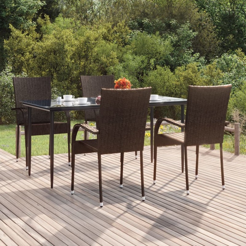 vidaXL Juego de comedor de jardín 5 piezas ratán sintético marrón